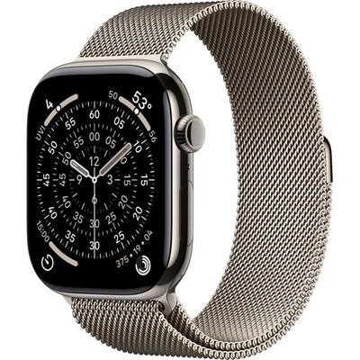 Apple Watch Series 11, 46 mm, S-M/M-L Natural Titanium Milanese Loop - фото 83390
