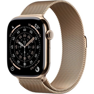 Apple Watch Series 11, 46 mm, S-M/M-L Gold Titanium Milanese Loop - фото 83393