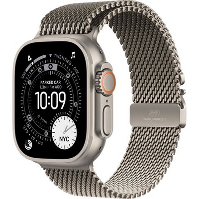 Apple Watch Ultra 3, 49 mm, S/M/L Natural Titanium Milanese Loop - фото 83578