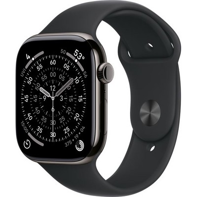 Apple Watch Series 11, 46 mm, Slate Titanium Black Sport Band SM/ML - фото 84276