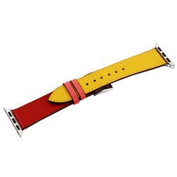 Ремешок кожаный COTECi W36 Fashoin Leather (WH5260-40-ACR) для Apple Watch 40мм/ 38мм (short) Желтый-Красный