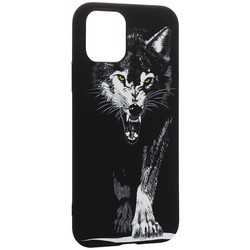 Чехол-накладка силикон MItriFON для iPhone 11 Pro (5.8&quot;) 0.8мм с флуоресцентным рисунком Волк Черный