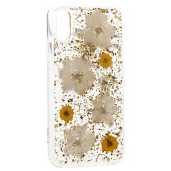 Чехол-накладка силиконовая KZDOO Flowers TPU+Dried Flowers+Lucite для Iphone XS Max (6.5") Желтая