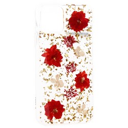 Чехол-накладка пластиковая KZDOO Flowers TPU+Dried Flowers+Lucite для Iphone 11 Pro (5.8") силиконовый борт Красная