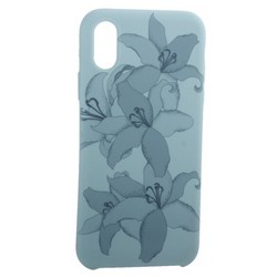 Чехол-накладка силиконовый Silicone Cover для iPhone XS/ X (5.8") Орхидея Бирюзовый