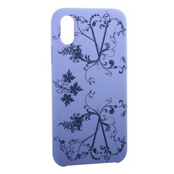 Чехол-накладка силиконовый Silicone Cover для iPhone XS/ X (5.8") Узор Сиреневый