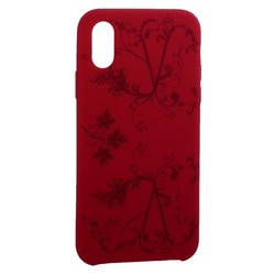Чехол-накладка силиконовый Silicone Cover для iPhone XS/ X (5.8") Узор Бордово-фиолетовый
