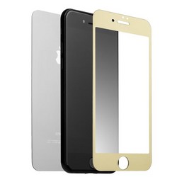 Стекло защитное для iPhone 8 Plus/ 7 Plus (5.5&quot;) Gold 2в1 (зеркальное-глянцевое, 2 стороны) Золотистое