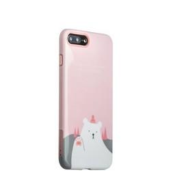 Набор iBacks Ladys 2-piece Suit - Приветствие Медведя зеркало&amp;гребень&amp;накладка для iPhone 8 Plus/ 7 Plus (5.5&quot;) - Розовый