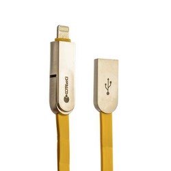 Дата-кабель USB COTECi M13 FLAT series (2в1) Lightning+microUsb CS2120-YL (1.0 м) желтый
