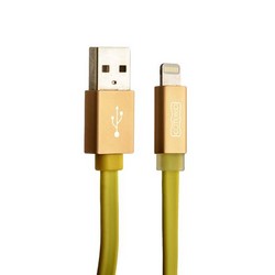 Дата-кабель USB COTECi R1 FLAT series Lightning+MFI+Led CS2026-CE (1.0 м) золотистый