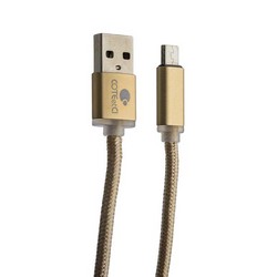 Дата-кабель USB COTECi M23 NYLON series MicroUSB CS2131-2M-GD (2.0m) золотистый