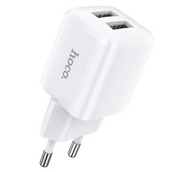 Адаптер питания Hoco N8 Briar dual port charger Apple&amp;Android (2USB: 5V max 2.4A) Белый