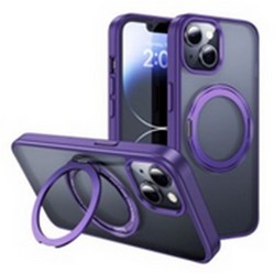 Чехол пластиковый Hoco AS1 Rotating magnetic case для iPhone 15 Pro (6.1&quot;) с магнитным кольцом 2.0mm Фиолетовый
