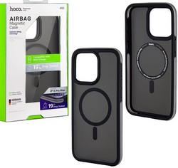 Чехол пластиковый Hoco AS5 19ft anti-fall flexible airbag magnetic case для iPhone 15 Pro (6.1&quot;) PC+TPU 2.0mm Черный