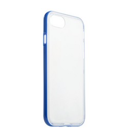 Чехол&amp;бампер силиконовый прозрачный для iPhone SE (2020г.)/ 8/ 7 (4.7) в техпаке Синий борт