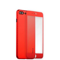 Чехол-накладка карбоновая Coblue 4D Glass &amp; Carbon Case (2в1) для iPhone 8 Plus/ 7 Plus (5.5&quot;) Красный