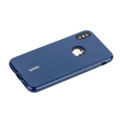 Чехол-накладка силиконовый Cherry матовый 0.4mm &amp; пленка для iPhone XS/ X (5.8&quot;) Синий