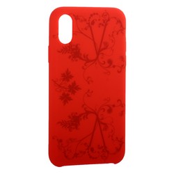 Чехол-накладка силиконовый Silicone Cover для iPhone XS/ X (5.8&quot;) Узор Красный