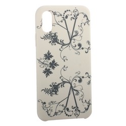Чехол-накладка силиконовый Silicone Cover для iPhone XS/ X (5.8") Узор Бежевый