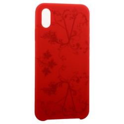 Чехол-накладка силиконовый Silicone Cover для iPhone XS Max (6.5") Узор Красный