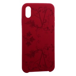 Чехол-накладка силиконовый Silicone Cover для iPhone XS Max (6.5") Узор Бордово-фиолетовый