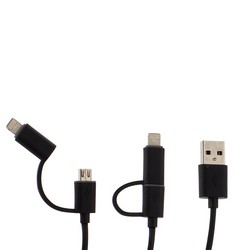 Дата-кабель USB Deppa D-72204 (2в1) 8-pin Lightning & MicroUSB 1.2м Черный