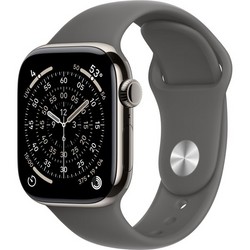 Apple Watch Series 11, 42 mm, Natural Titanium Stone Gray Sport Band SM/ML