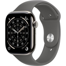 Apple Watch Series 11, 46 mm, Natural Titanium Stone Gray Sport Band SM/ML
